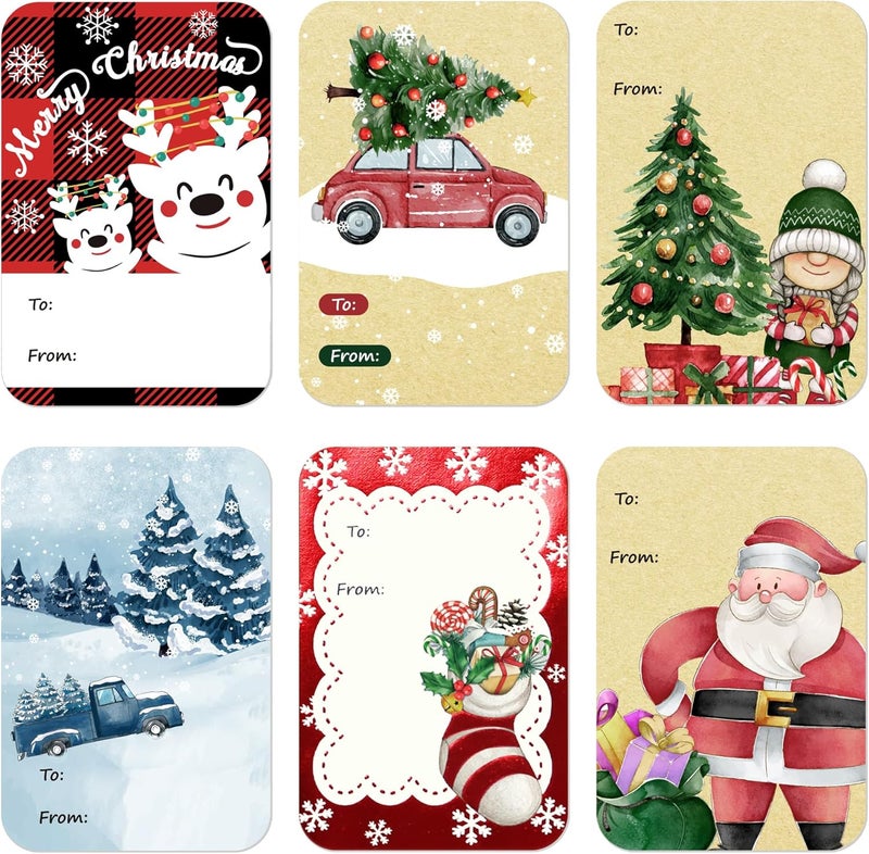 DreamBuilt Christmas Gift Tags, 120 PCS Self Adhesive Gift Stickers, 2"x3" Christmas Name Tags, Decorative to from Stickers for Presents - Image 1
